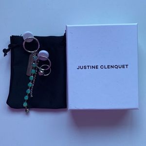 Justine Clenquet Blue Gem Long Earring Pair Paris Brand
